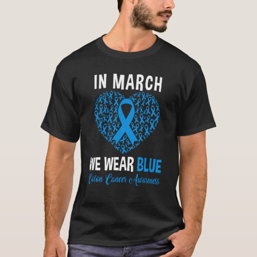 In maart Draag we Blauw voor Colon Cancer Awarenes T-shirt (Voorkant)