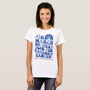 In maart Draag we blauw voor darmkanker regenboog T-shirt