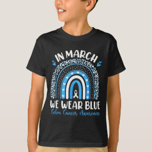 In maart dragen we blauwe lint regenboog dikkedarm t-shirt
