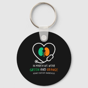 In maart dragen we groene oranje nierziekte verple sleutelhanger