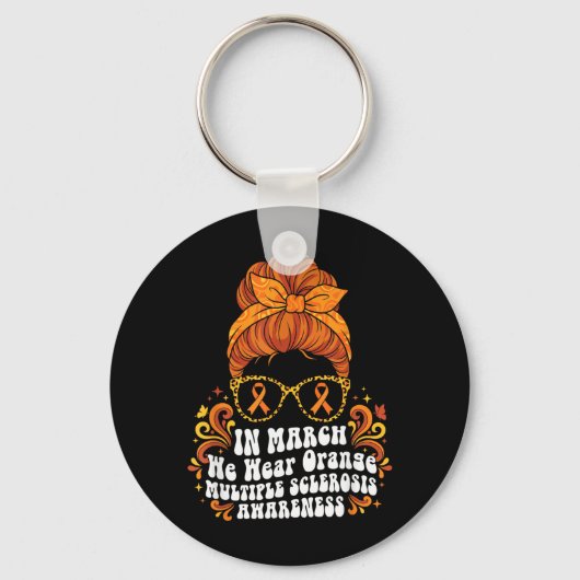 in Maart dragen we Oranje MS Multiple Sclerose Sleutelhanger (Voorkant)