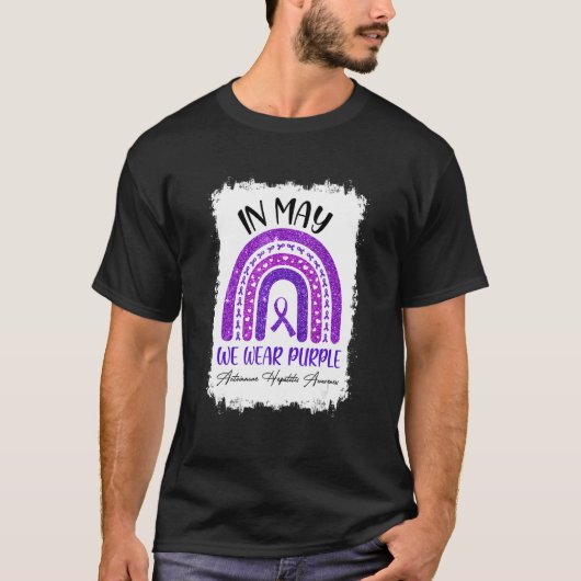 In May We Wear Purple Autoimmune Hepatitis Awarene T-shirt (Voorkant)
