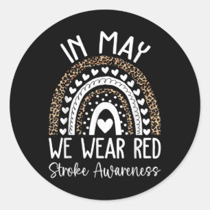 In mei Draag we de maand van Rode Stroke Ronde Sticker