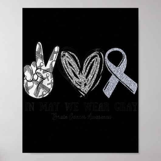 In mei Draag we Gray Brain Cancer Awareness Maand Poster (Voorkant)