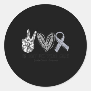 In mei Draag we Gray Brain Cancer Awareness Maand Ronde Sticker