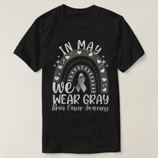 In mei Draag we Gray Brain Cancer Awareness Maand  T-shirt (Design voorkant)
