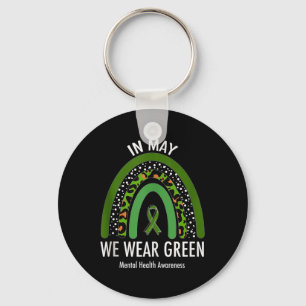 In mei Draag we Green Mental Health Awareness Leop Sleutelhanger