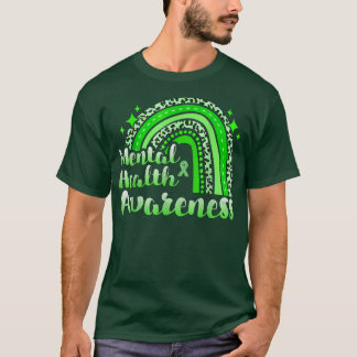 In mei Draag we Green Mental Health Awareness Leop T-shirt