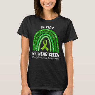 In mei Draag we Green Mental Health Awareness Ribb T-shirt