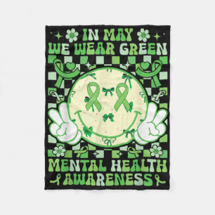 In mei Draag we Green Mental Health Awareness Smil Fleece Deken