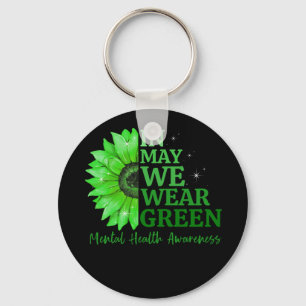 In mei Draag we Green Sunflower Cute Mental Health Sleutelhanger