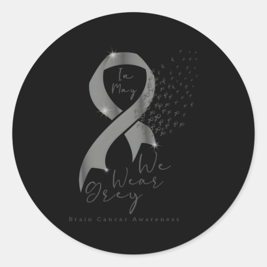 In mei Draag we het 'Grey Ribbon Brain Cancer Awar Ronde Sticker (Voorkant)