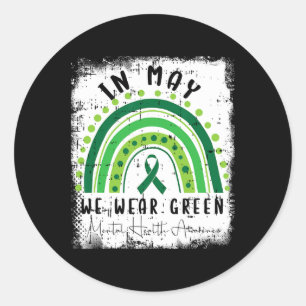 In mei Draag we het groene bewustzijn van de geest Ronde Sticker