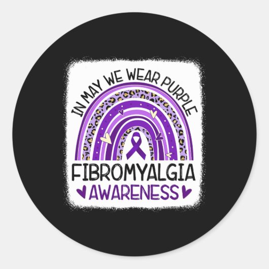 In mei Draag we Paarse fibromyalgie bewustzijn 2 Ronde Sticker (Voorkant)
