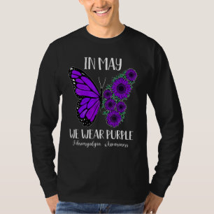 In mei Draag we Paarse fibromyalgie bloemenboter T-shirt