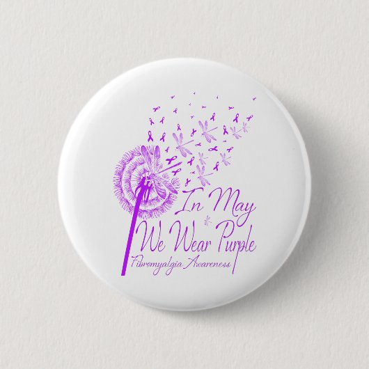 In mei Draag we Paarse fibromyalgie Ronde Button 5,7 Cm (Voorkant)