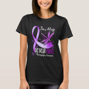 In mei Draag we Paarse fibromyalgie T-shirt