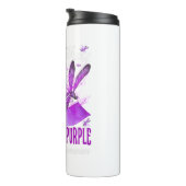In mei Draag we Paarse Lupus Awareness Dragonfly.p Thermosbeker (Geroteerd rechts)