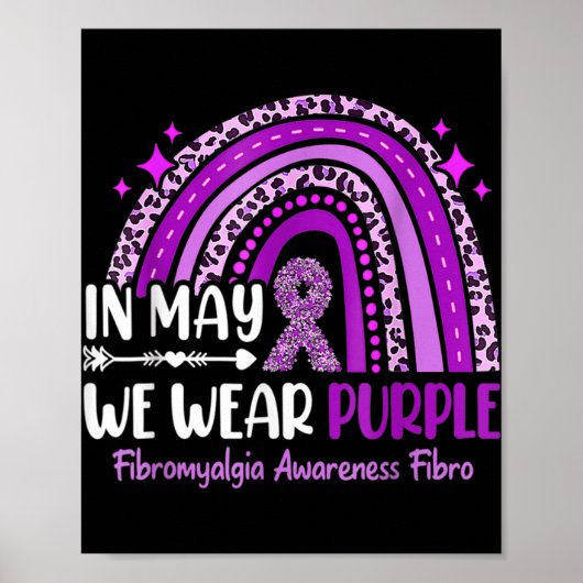 In mei Draag we Paarse regenboogfibromyalgie Aware Poster (Voorkant)