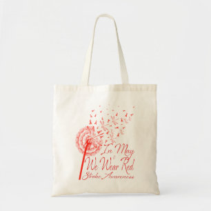 In mei Draag we Red Stroke Awareness Dandelion Tote Bag