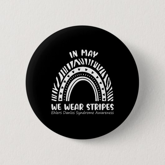 In mei Draag we Stripes Ehlers Danlos Awareness Ed Ronde Button 5,7 Cm (Voorkant)