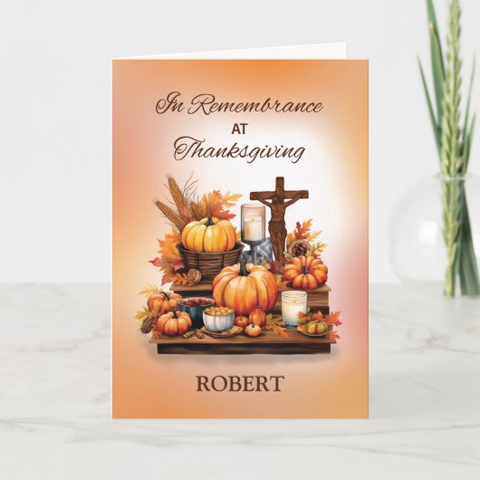 In membration Religieuze Thanksgiving met Kruis Kaart (Voorkant)