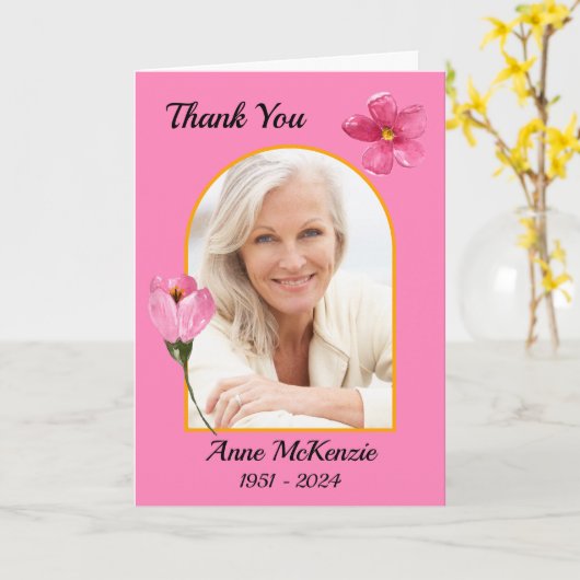 In Memorial Dank u kaart (Gele Bloem)