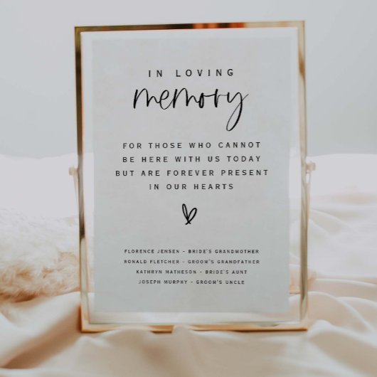 In Memorial Sign E100 van de Loving Memory Wedding Poster