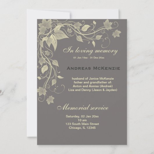 In Memoriam Aankondiging (Voorkant)