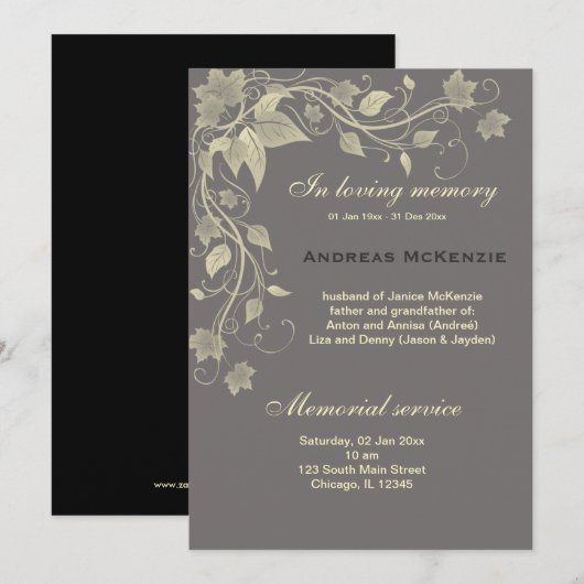 In Memoriam Aankondiging (Voorkant / Achterkant)
