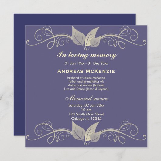 In Memoriam Aankondiging (Voorkant / Achterkant)