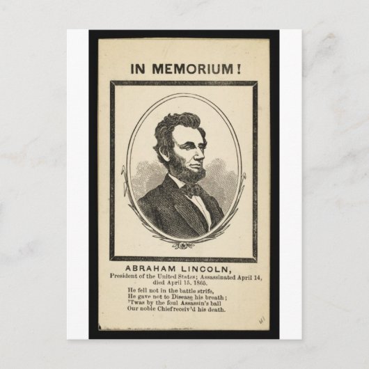 In Memoriam. Abraham Lincoln, President van de Uni Briefkaart (Voorkant)