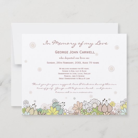 In memoriam dank u man of vrouw dood kaart (Achterkant)