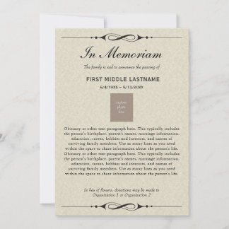 In Memoriam Death Announance with Obituary Aankondiging