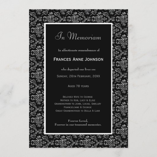 In Memoriam Herdenking Death Notice Foto Programmakaart (Achterkant)