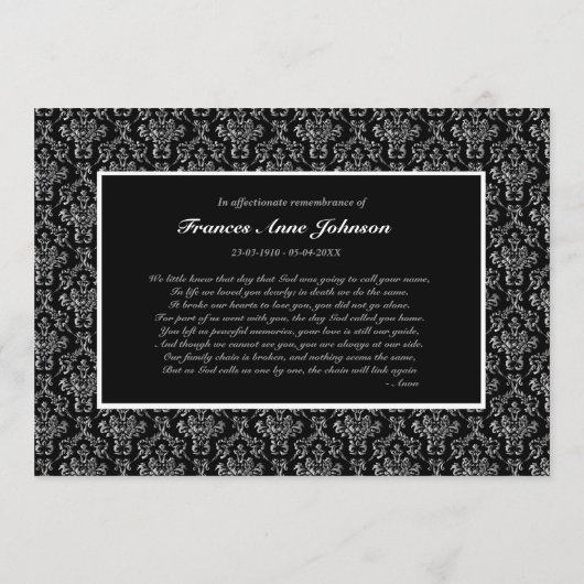 In Memoriam Herdenking Funeral Eulogy Photo Programmakaart (Achterkant)