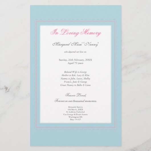 In Memoriam Loving Memory Funeral Photo Hand Out Flyer (Achterkant)