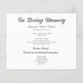 In Memoriam Loving Memory Funeral Photo Hand Out Flyer (Achterkant)