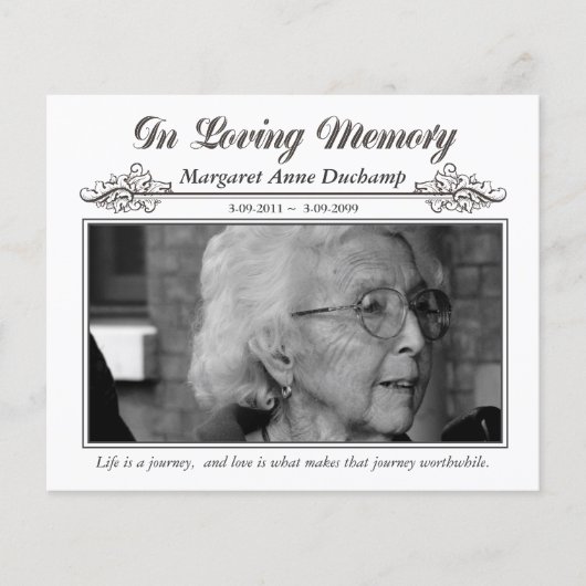 In Memoriam Loving Memory Funeral Photo Hand Out Flyer (Voorkant)