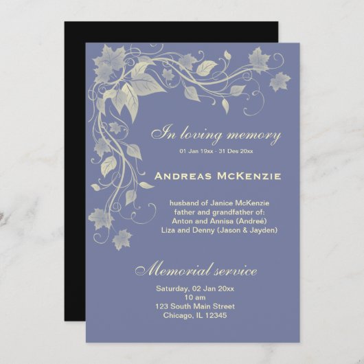 In Memoriam Programmakaart (Voorkant / Achterkant)