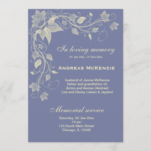 In Memoriam Programmakaart (Voorkant)