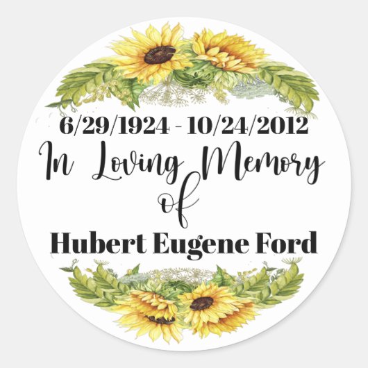 In Memoriam Sticker (Voorkant)