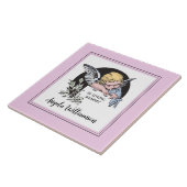 In Memory  Angel Pink Remembrance Tegeltje (Zijkant)