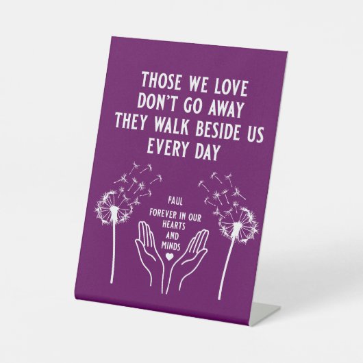 In Memory Begrafenisreceptie Reclamebord Met Voetstuk (Voorkant)