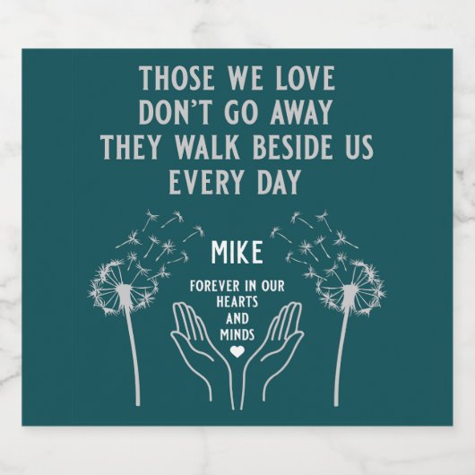 In Memory Begrafenisreceptie Sparkling Wijnetiket (Enkel label)