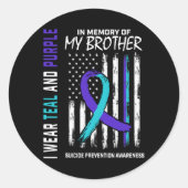 In Memory Brother Suicide Awareness Prevention Ame Ronde Sticker (Voorkant)