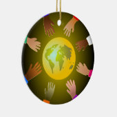 In Memory Colorful Hands Ceramic Ornament (Rechts)