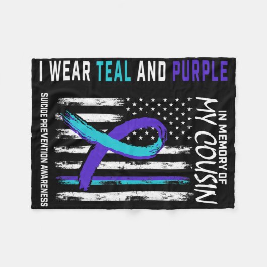 In Memory Cousin Suicide Awareness Prevention Amer Fleece Deken (Voorkant (Horizontaal))