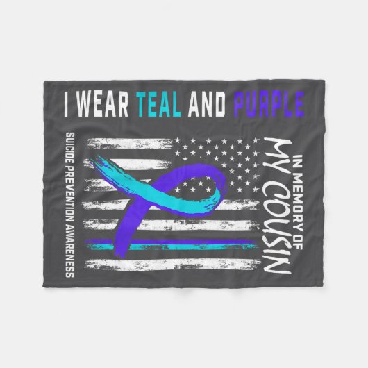 In Memory Cousin Suicide Awareness Prevention Amer Fleece Deken (Voorkant (Horizontaal))
