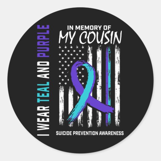 In Memory Cousin Suicide Awareness Prevention Amer Ronde Sticker (Voorkant)